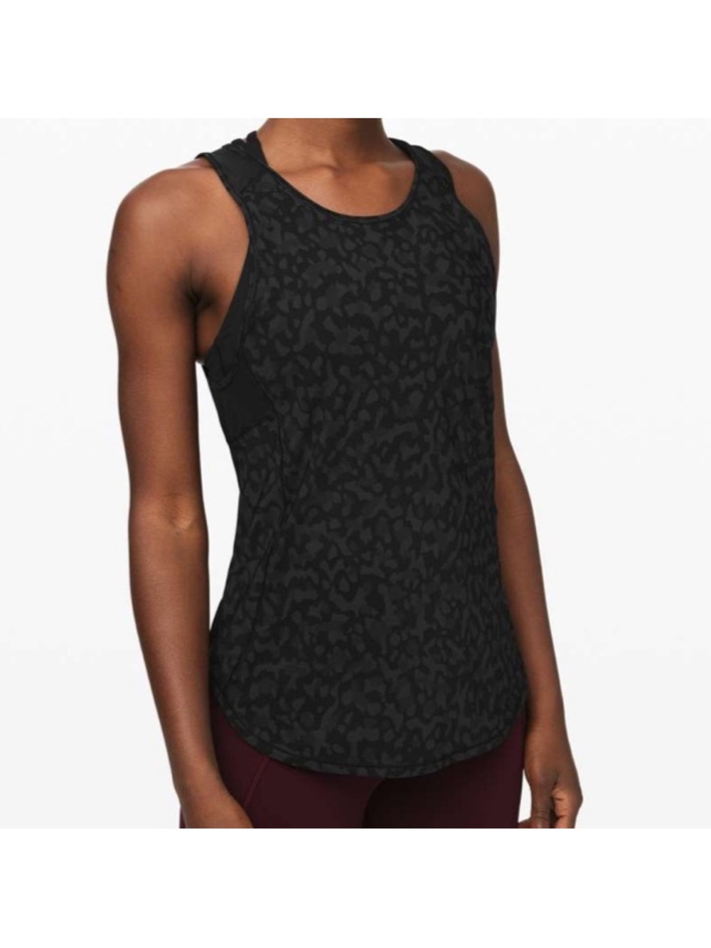 Lululemon Sculpt Tank Top Women Size 6 M Black Camo Athleisure Activewear Sport